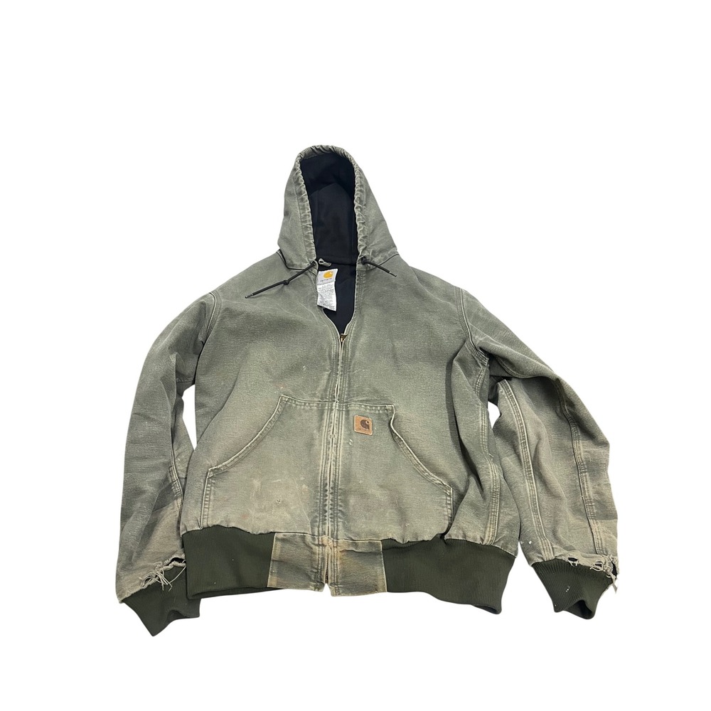 Carhartt J208 MOS Distressed Thermal Lined Hooded Active Jacket Moss Green Med